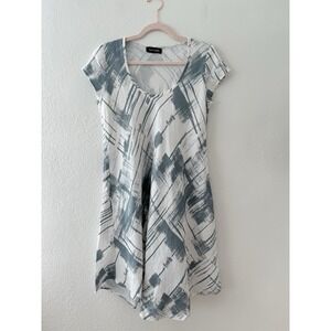 Eva Tralala Linen "Lagenlook" abstract brushstroke print  Dress Size Small